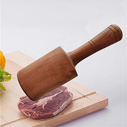 Batticarne per carne in legno e granchio, martello per carne di manzo, con manico in legno, facile da usare e leggeri strumenti da cucina (M)