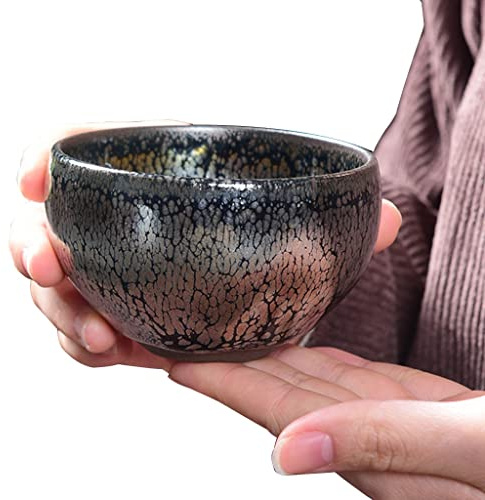 Teetasse Keramik Jianzhan Chinesisches Retro-Öltropfen-Glasurmuster Teeschale, Handgefertigter Kung Fu Meisterpokal Teebecher, 6 Verschiedene Innenausstattungen (Color : Phoenix, S : 150ml)