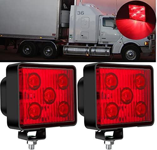 Biqing 2PCS 24V Feu LED Remorque Rouge,Universal 5-LED Feux Arrière Lampe Stroboscopique Avertissement Anti-Collision Feux Arrière Indicateur pour Caravane/Camion/Véhicule Agricole/Tracteur (rouge)