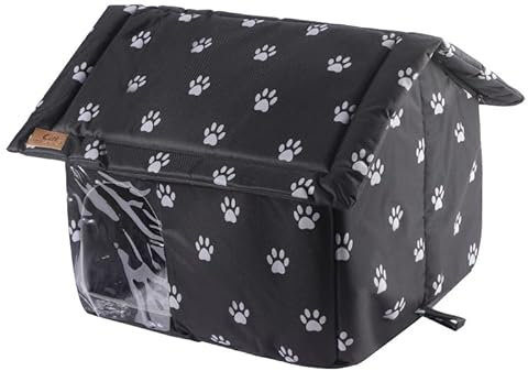 XNSHUN Katzenhaus Outdoor Winterfest, Katzenhöhle Hundehütte Haustierhaus, Katzenbett Kuschelhöhle Windabweisend, Katzenzelt Mit Abnehmbarem Katzenkissen Für Katzen Kleine Hunde Kleine Tiere (S)