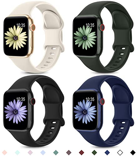 Higgs 4 Pack Sport Straps Compatible with Apple Watch Straps 11 10 46mm 42mm 44mm 45mm 46mm 49mm Women Men, Soft Silicone Strap Replacement Watchbands for iWatch Ultra 3/2, Series 9 8 7 6 5 4 3 2 1 SE