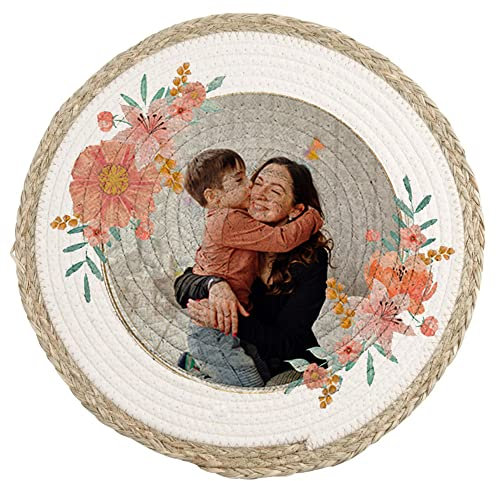 Tovaglietta Alimentare in Vimini Personalizzata con Foto Idea Regalo Festa della Mamma 2023 Donna Compleanno Natale Pasqua Sottopiatto Colazione Pranzo Cena Casa Ufficio Supereroina Figli