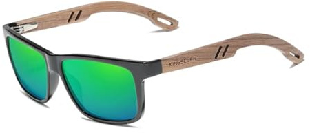 KINGSEVEN Marke Design TR90 + Walnuss Holz Handgemachte Sonnenbrille Männer Polarisierte Brillen Zubehör Sonnenbrille Verstärktes Scharnier (Schwarz Grün)