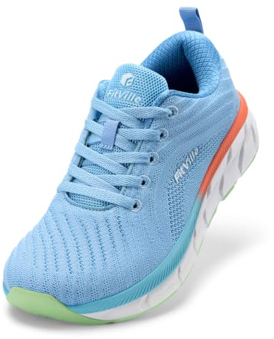 FitVille Wide Toe Box Shoes Women Comfortable Non Slip Wide Walking Shoes Women Swollen Feet Lightweight Sky Blue