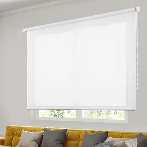 STOR PLANET | Transparentes Rollo weich, weiß, transparent und hell, Innenrollos für Fenster und Türen, Jalousien für Küche, Wohnzimmer, Schlafzimmer, Weiß, 140 x 180 cm