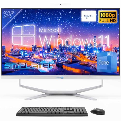 SIMPLETEK - PC Desktop ALL in ONE Schermo Touch 24 FHD | Core i5 12°Gen | 8GB RAM | SSD 240GB | Windows 11 Pro e Webcam 2K integrata