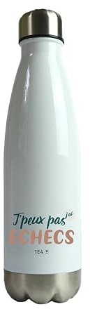 CADEAUX.COM - Gourde Personnalisable - J'peux Pas J'Ai Echecs - Gourde Isotherme Personnalisée - 500ml - Bouteille Thermos avec Message - Idée Cadeau Original- Cadeau Homme - Cadeau Femme