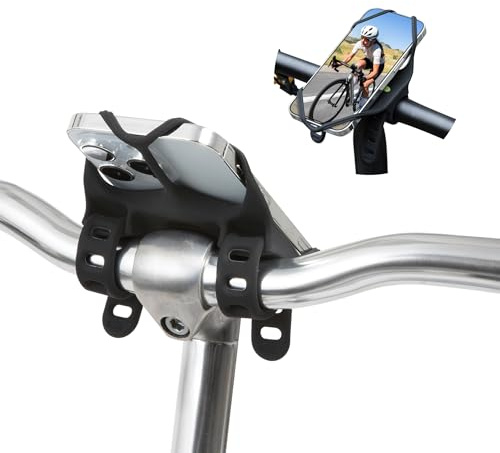 Bone Bike Tie 4 Pro Max, Universelle Handyhalterung Fahrrad, iF Design Award Ausgezeichnet, für Lenker & Vorbau, mit Stoßdämpfung, kompatibel mit 4,7”–7,2” Smartphones – Schwarz