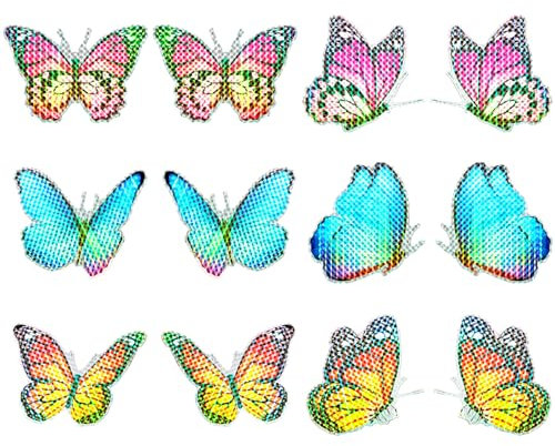 Rebanky 6 Paare Magnetische Aufkleber für Schmetterling Magnete für Fliegengitter Magnetische Schmetterlinge Doppelseitige Magnete für Fliegengitter Durchlaufschutz (Farbig)