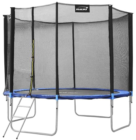 Hauki Trampolino da Giardino Ø183/244/305/366/427 cm Tappeto Elastico da Esterno per Bambini Adulti Rete Sicurezza Resistente alle Intemperie Telaio in Acciaio Struttura Stabile Capacità fino a 150 kg
