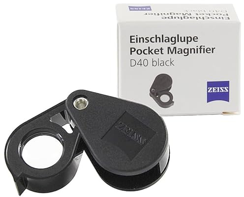 ZEISS Einschlaglupe D40 – 10x Lupe für Schmuck, Münzen & Edelsteine – Präzisions-Diamantlupe mit verzerrungsfreier Optik – Kompakt & matt schwarz