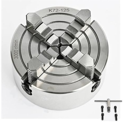 FUYUMIC Drehfutter 125 Rollfutter 4-Backen-Einzelfutter K72-125 Spannfutter Manuelle Ausführung for Drehmaschine