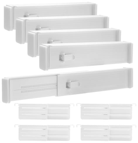 DAKLUNAR 12er-Set Schubladentrenner Verstellbar Schubladenteiler Organizers mit Trennstegen(32.3-56cm,6.4cm H) Kleiderschrank Schubladen Ordnungssystem FüR Kleidung Kommode BüRo Weiß
