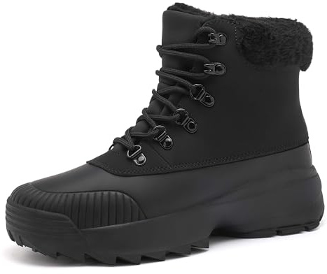 Winter Snow Boots for Women Waterproof Non Slip Lightweight Comfortable Outdoor Walking Insulated Warm Fur Lined Slip Resistant Black Casual Cushion Short Boots Botas de Invierno Nieve para Mujer