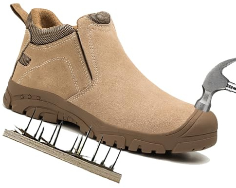 WhAeoy Zapatos De Seguridad para Soldadores (36-46), Botas De Construcción con Aislamiento, Suela Resistente A Perforaciones + Soldador Anti-escaldaduras, para Minería, Construcción,42,B