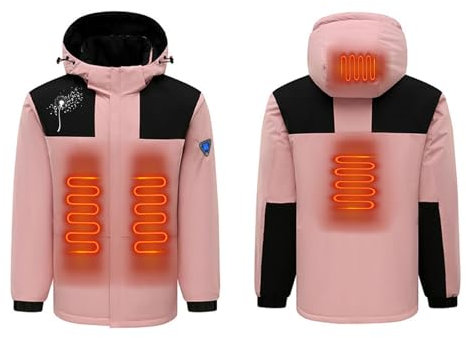 HAOLEI Black Friday 2024 Offerte Giacca Riscaldata con Cappuccio Uomo Donna Piumino Riscaldato con 4 Zone di Riscaldamento tre Temperature per Moto Pesca Sci Comoda Calda Giacca (Batterie non incluse)