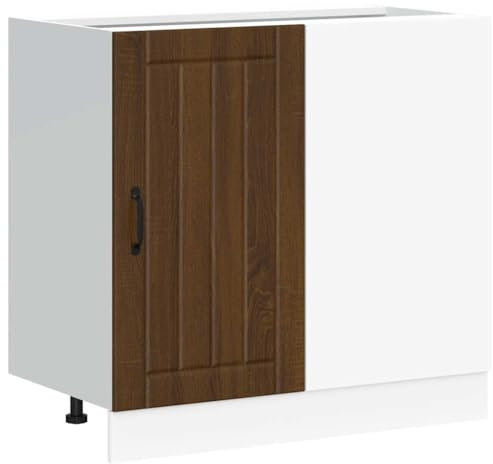 vidaXL - Lucca Brown Oak Engineered Wood Sink Base Cabin… for Kitchen - 86x46x81.5 cm - Durable Storage Unit with Adjustable Feet