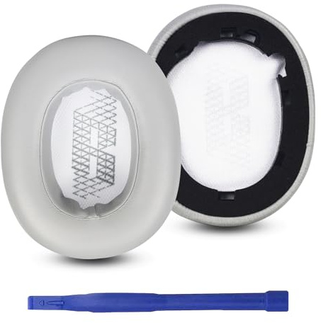Adhiper Ersatz-Ohrpolster für JBL E65 (E65BTNC)/Live 650 (650NC 650BTNC)/Duet NC Over-Ear Kopfhörer, Ohrpolster mit weicherem Proteingleder, Geräuschisolierender Schaum (Grau)