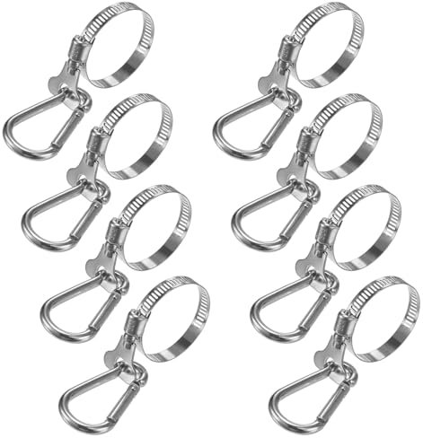 M METERXITY 8-Pack Flag Pole Rings 0.8-1.7 Inches, Adjustable Flag Pole Clips W Flagpole Clamp to Hold Flag, Stainless Steel Flagpole Clips Grommet Rings for Garden/Boat/Vehicle/Yacht