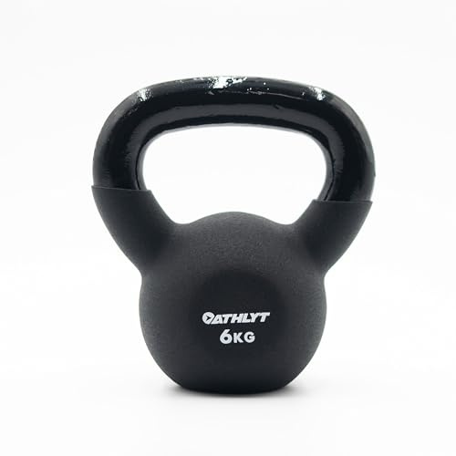 Athlyt Kettlebell in neoprene, 6 kg – Peso rivestito per allenamento e home gym