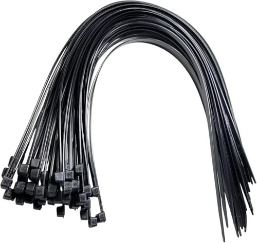 50pcs 550mm x 9mm Long Heavy Duty Cable Tie, Wide UV Resistant 60KGS/132LBS Tensile Strength for HVAC Outdoor Construction, Ultra Strong Self Locking Extra Long Zip Tie Wraps, Black