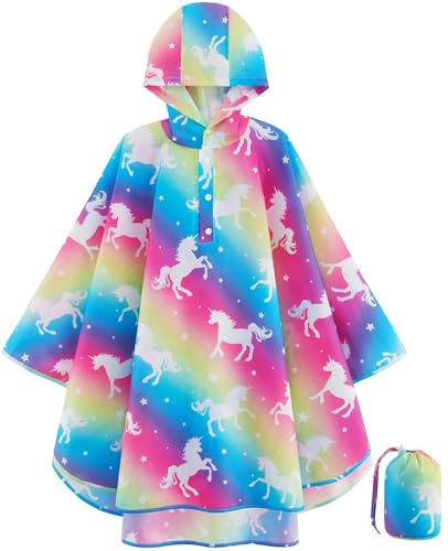 WAWSAM Poncho de Pluie Imperméable pour Enfant Garçons Filles Poncho de Pluie Léger Vestes de Pluie