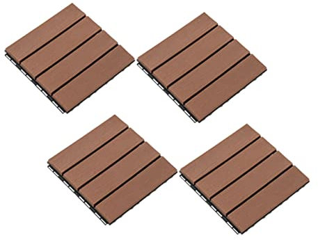 DIYEAH 4pezzi Piastrelle Per Terrazze Ad Incastro in Plastica Ad Alta Densità Piastrelle Per Pavimento Finto Pavimenti Per Esterni Resistenti All Usura Cambiamenti Climatici Per Patio