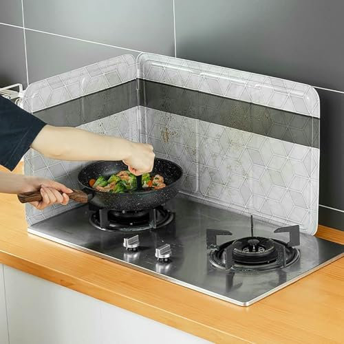 ZMJGLL Ofenspritzersiebe, Faltbarer Fettspritzerschutz, 2-seitiger hitzebeständiger Aufkantschutz, Aluminiumfolien-Ölschutz, Ofenschutz Anti-Spritzschutz