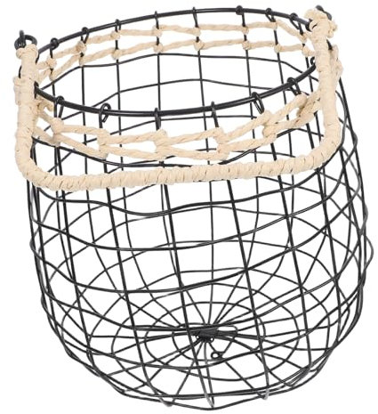 Abaodam Drahtkorb zum Aufhängen Hängender Obstkorb Robuster Eisenkorb mit Griff Vintage Küchen und Gartenkorb Wandmontierter Pflanzkorb für Innen und Außenbereich