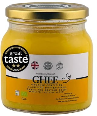 Organic Grass-Fed Ghee 400g | Great Taste Award Winner 2025 | One-Ingredient Clean-Label Pure Clarified Butter | High Smoke Point | Keto, Paleo & Low-Carb | Nutrition by Beenish