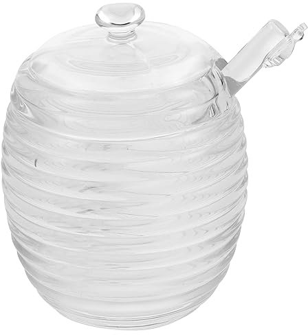 LAPYAPPE Tarro de Vidrio para Miel con Varilla Agitadora, Recipiente Transparente Fácil de Almacenar y Mantener Alimentos Frescos para Cocina