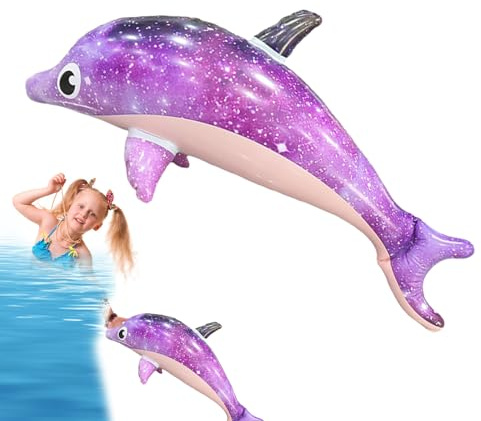 Delphin-Schwimmer – süßer, sternenklarer aufblasbarer Delfin | PVC Pool-Spielzeug und dekorative Foto-Requisite – ideales Aquatic-Themen-Spielzeug für, Geburtstag, Wasserpark & Pool-Party