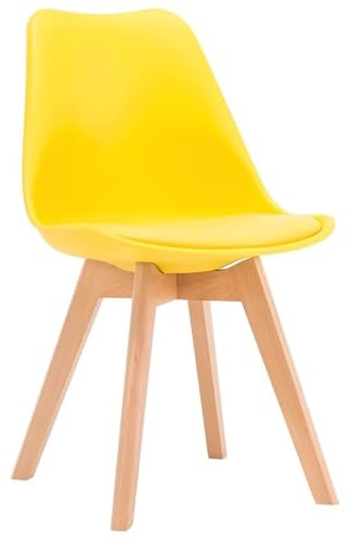 ZTGL Esszimmerstühle Set mit Massivholz Buche Bein, Gepolsterter Stuhl Küchenstuhl, Stuhl Esszimmer Polsterstuhl Modernes, PU-Kunstleder, für Schlafzimmer, Wohnzimmer, Esszimmer Yellow,1Pcs
