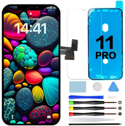 Pantalla LCD para iPhone 11 Pro 5,8 Reemplazo Touch Digitalizador Táctil | Kit de reparación con herramientas, sello impermeable y vidrio templado, pantalla Retina LCD táctil con True Tone y Face ID