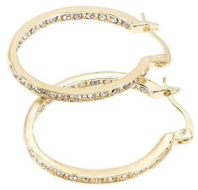 iplusmile Pendientes de Aros Dorados Gemas de Imitación para Mujer, Aleación de Calidad y Diseño Circular, Elegantes para Uso Diario y Fiestas Nocturnas