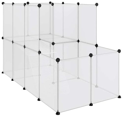 Kleintierkäfig Transparent 142x74x93 cm aus PP und Stahl - Großer, Stabiler und langlebiger Lebensraum für Kleintiere wie Kaninchen oder Meerschweinchen - Ideal für Innen- und Außenbereich