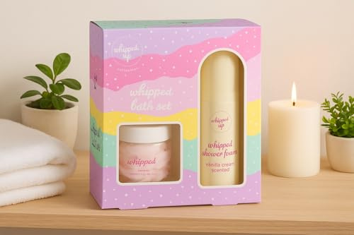 New Luxurious Whipped Up Bath & Body Set - Vanilla Cream Duo with Shower Foam & Body Butter for Ultimate Self-Care Relaxation Perfect For Gifting To Friends & Family This Christmas-A31