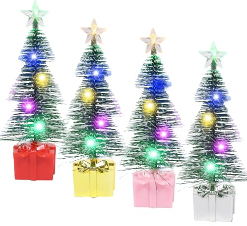 LED mini julgran, 4 stycken små julgran med belysning, julgran liten, konstgjord julgran konstgjord liten, juldekoration, minigran julbordsdekoration