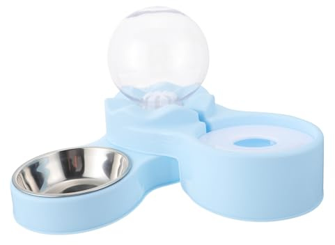 PENIKOKO Automatischer Katzen wasserspender mit Drehbarem Futter Trinknapf Bpa freier Edelstahl schüssel Hygienisch Leicht zu Reinigen Geeignet für Trockenfutter und Wasser für Kleine