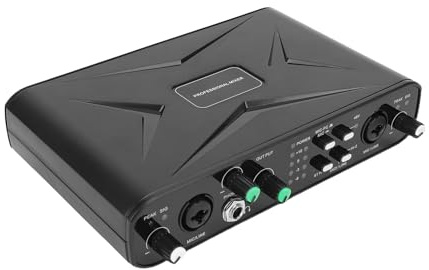 Fockety Externe USB-Soundkarte, 32-Bit-384-kHz-Audioschnittstelle mit Mikrofonvorverstärker und 48-V-Phantomspeisung, für Live-Streaming-Aufnahmen, Karaoke-Gaming-Musikinstrumente