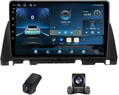 Android 14 bilradio med satellitnavigering för Kia K5 Optima 4 JF 2015-2020 dubbel din radio med Carplay Android Auto,9 tums skärm Bluetooth WIFI+bakåtriktad kamera Rattkontroll(B,X1)