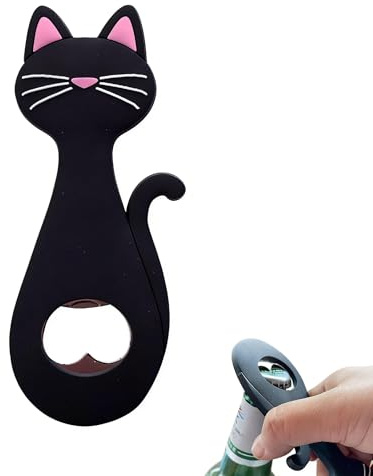 Noir Forme de Chat Décapsuleur, Portable Polyvalent Ouvre Bouteille, Cadeaux D'anniversaire pour Hommes, Papa, Mari, Grand-père, Petit Ami
