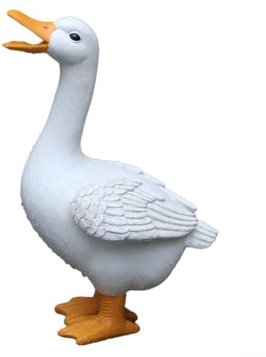 Gdfnmogo Statue de Canard en Résine Pulvérisateur d'Eau pour Jardin, Cour & Bassin Aménagement Paysagiste - Décoration de pelouse extérieure avec effet fontaine, Blanc, 38 x 19 x 27 cm (#1)