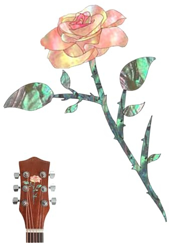 Gitarren-Aufkleber, Motiv: Rosen-Magnolie, Vogel, Gitarrenkopf-Aufkleber, Inlay-Aufkleber für Kopfplatte, Musikinstrumente, Dekorationen, abnehmbare Rosen-Aufkleber für Gitarren und Bässe