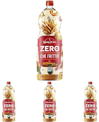 Costa d’Oro – Che Fritto! 1 L. Olio di semi di girasole alto oleico, primo in Italia certificato con zero pesticidi residui. Ideale per fritture croccanti, asciutte e leggere! PET da 1 L.