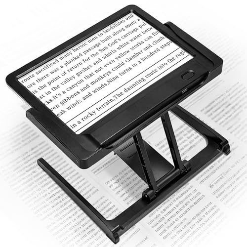 NZQXJXZ 6X Magnifying Glass for Reading with Light 72 LED Detachable Stand | Large Magnifying Glass, Hands-Free Magnifier, 3 Color Modes, Rechargeable Magnifier for Reading, Small Print, Seniors