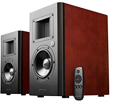 EDIFIER AIRPULSE A200 - 2.0 Studiomonitore (130W) mit Bluetooth V5.0 (aptX), Bändchen-Hornhochtöner für präzise und klarste Höhen, vielseitige Anschlussmöglichkeiten, inkl. Fernbedienung
