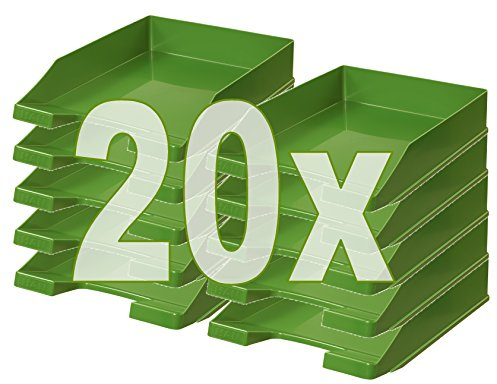 HAN Briefablage Klassik, 20 STÜCK Schreibtisch Organizer, Bürobedarf, Ablagefächer, Büromaterial, Briefkorb, Dokumentenablage, bis Format A4/C4, 1027-X-05, grün