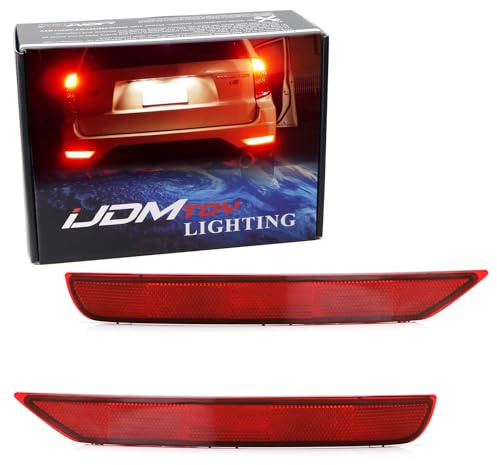 iJDMTOY Red Lens 72-SMD LED Bumper Reflector Lights Compatible With 2009-2018 Subaru Forester, Function as Tail, Brake & Rear Fog Lamps
