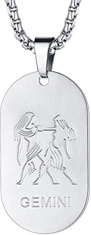 FaithHeart Sternzeichen Kette für Herren, Edelstahl Halskette mit Sternbild Anhänger, Punk Erkennungsmarke Anhänger für Geburtstag Weihnachten Valentinstag